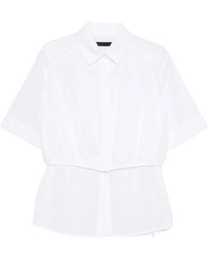 Juun.J Stripe Gathered Shirt - White
