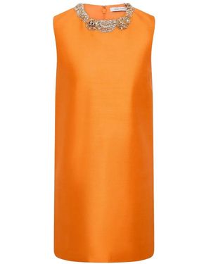 Rachel Gilbert Ludovica Neckline-Embellished Mini Dress - Orange