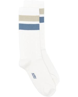 Autry Striped Socks - White