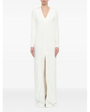 Lanvin V-Neck Front-Slit Maxi Dress - White