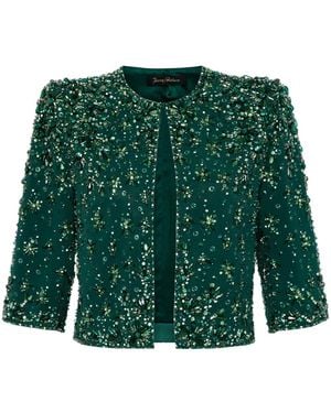 Jenny Packham Vanity Beaded Cropped Jacket - Green