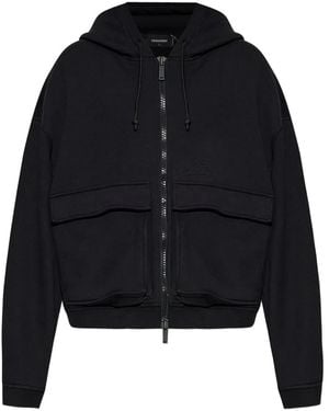 DSquared² Hooded Ribbed Jacket - Black