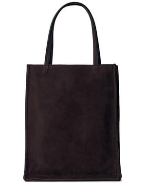 The Row Small To Go Suede Tote Bag - Black