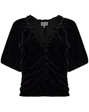 Baum und Pferdgarten Melline Ruched Velvet Top - Black
