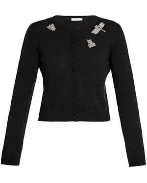 Erdem Embellished Crew Neck Cardigan - Black
