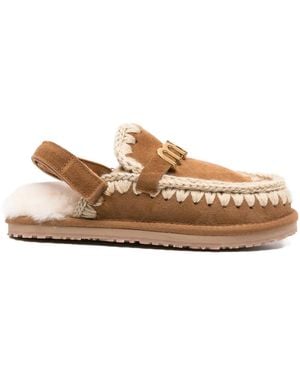 Mou Slippers Con Bordo Intrecciato - Marrone
