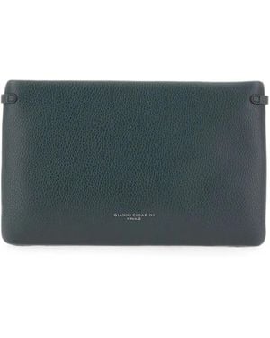 Gianni Chiarini Hermy Hammered-Leather Clutch Bag - Gray