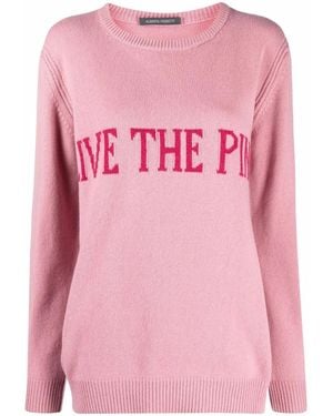 Alberta Ferretti Slogan-Print Knitted Jumper - Pink