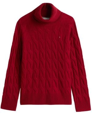 Tommy Hilfiger Cable-knit Roll-neck Sweater - Red