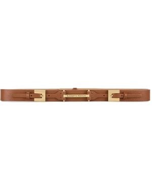 Elisabetta Franchi Leather Belt With Double-Buckle - White