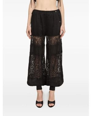 Nissa Lace Insert Trousers - Black