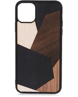 Wood'd Geometric-Pattern Iphone 11 Pro Max Case - Black