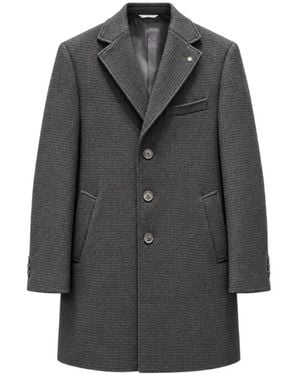 Manuel Ritz Micro-Patterned Single-Breasted Coat - Grey
