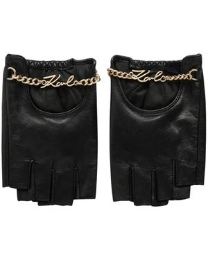 KARL LAGERFELD K/Signature Chain Fingerless Gloves - Black