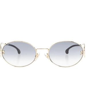 Etro Chain-Detail Round-Frame Sunglasses - White