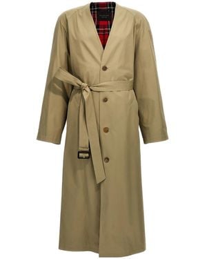 Balenciaga Trench Ceinturé En Coton À Design Sans Col - Neutre