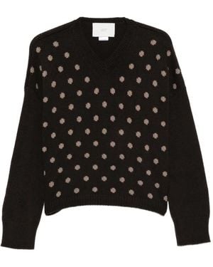 Vanisé Polka-Dot V-Neck Jumper - Black