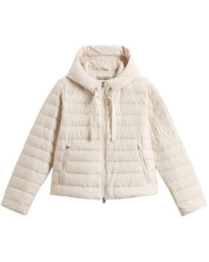 Woolrich Hooded Quilted Jacket - Natural