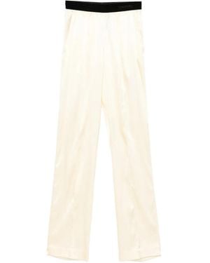 Tom Ford Cream Banded Waist Straight-Leg Trousers - Natural