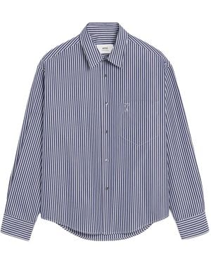 Ami Paris Ami De Coeur Striped Shirt - Blue