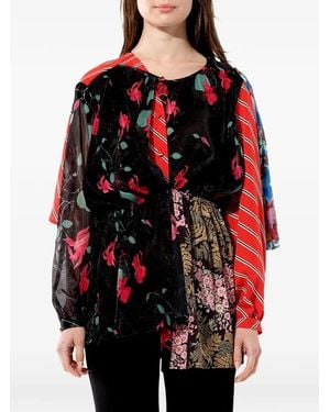 Balenciaga Kaleidoscope Patchwork Top - Red