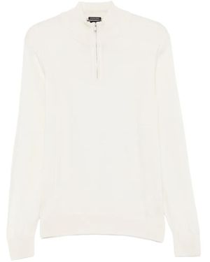 BOSS Quarter-Zip Knitted Sweater - White