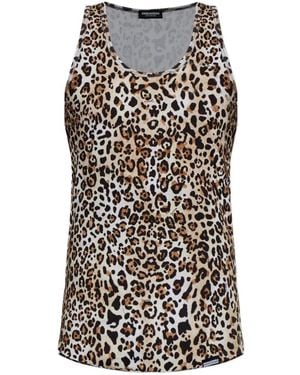 DSquared² Leopard Print Vest - White