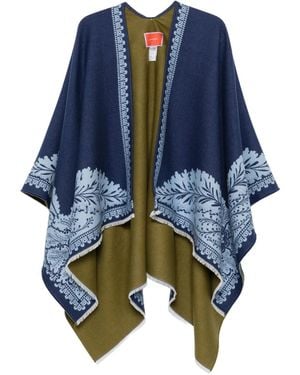 La DoubleJ Poncho Con Stampa Paisley - Blu