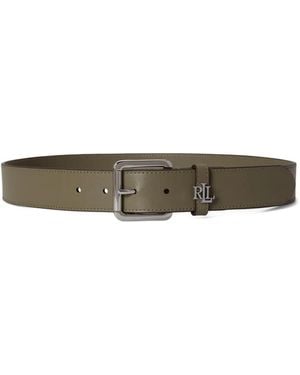 Ralph Lauren Logo-Plaque Leather Belt - Green