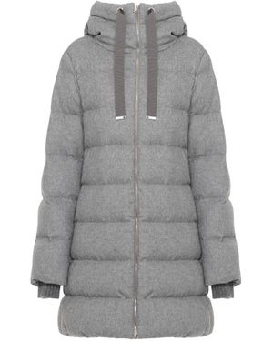 Herno Quilted-Pattern Padded Coat - Grey