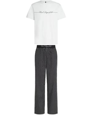 KARL LAGERFELD Hotel Karl Striped Pyjama Set - White