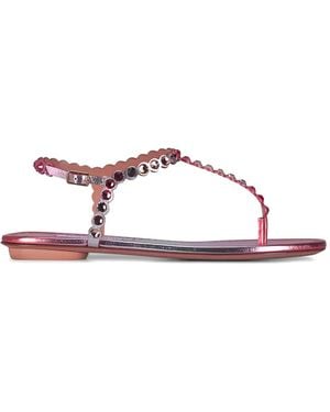 Aquazzura Tequila Beaded Leather Sandals - Pink