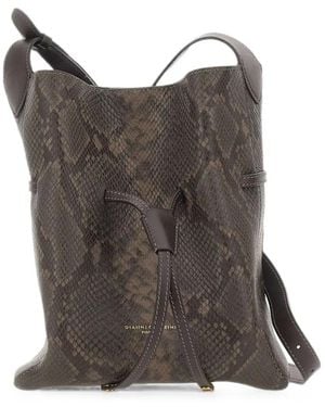 Gianni Chiarini Sienna Python-Print Leather Shoulder Bag - Brown