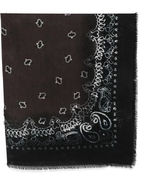 Destin Paisley-Print Frayed-Detail Scarf - Noir