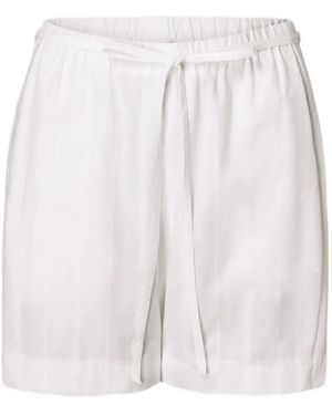 Loulou de Saison Tito Striped Bouclé Shorts - White