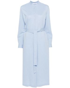 Harris Wharf London Seersucker Belted Midi Dress - Blue