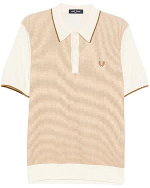 Fred Perry Laurel Wreath Textured-Knit Polo Shirt - Natural