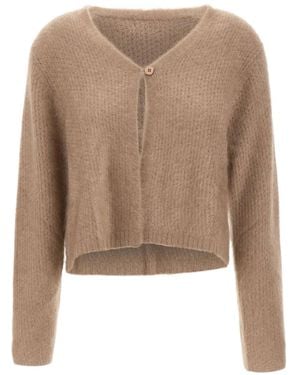 Hemisphere Textured Single-Button Cardigan - Natural