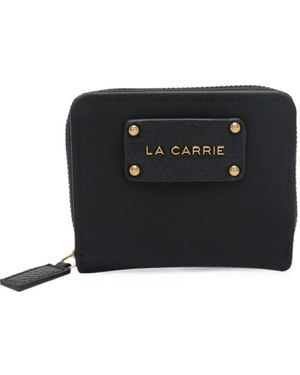 La Carrie Logo-Plaque Zip-Around Wallet - Black