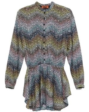 Missoni Robe Courte À Design Zig-Zag Ornée De Sequins - Grey