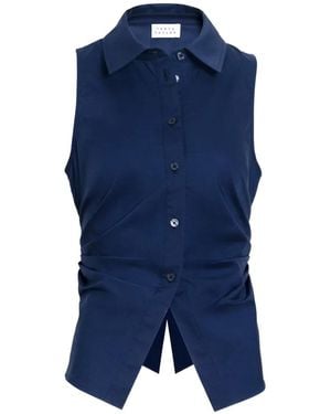 Tanya Taylor Hannah Sleeveless Gathered Top - Blue