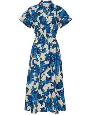 Cara Cara Asbury Self-Tie Floral Midi Dress - Blue