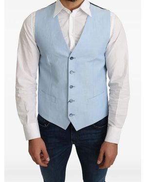 Dolce & Gabbana V-Neck Button-Up Waistcoat - Blue