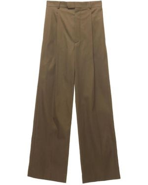 Carven Pleated-Front Cotton Trousers - Green