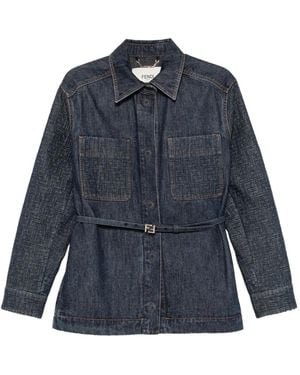 Fendi Jeansjacke Mit Gürtel - Blau