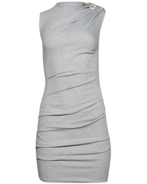 David Koma Crystal Brooch Ruched Mini Dress - Gray