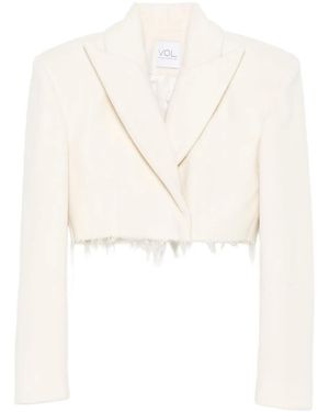 Vestiaire d'un Oiseau Libre Frayed-Hem Cashmere Jacket - White