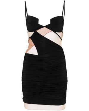 Nensi Dojaka Sheer-Panels Mini Dress - Black