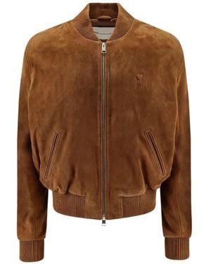 Ami Paris Ami De Coeur Suede Jacket - Brown