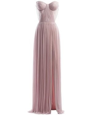 IMROSKA Sweet 18 Strapless Draped Maxi Gown Dress - Purple